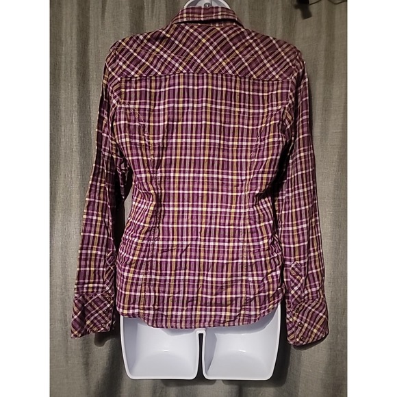 Columbia Womens Sz Small Pearl Snap Top Western Blouse Long Sleeve Plaid Flannel - Picture 3 of 6